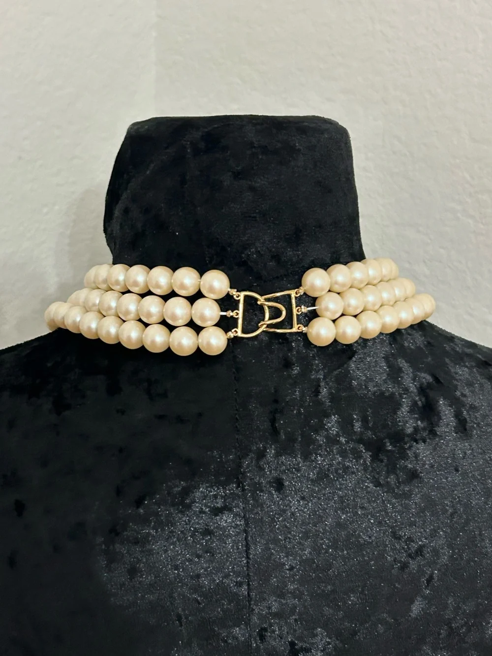 Monet Triple Strand Faux Pearl Necklace - Picture 4 of 9